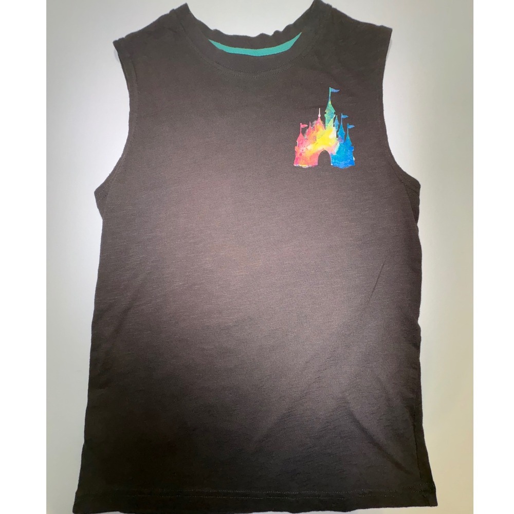 Disney Parks‎ Disneyland Rainbow Castle Watercolor Muscle Tank Top Gray XS/TP